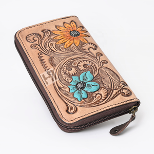 Portefeuille en cuir Crazy Horse pour femmes, portefeuille vintage à double pli en cuir véritable - Product Image 5