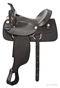 Selle de cheval en cuir western avec quincaillerie nickelée, couleur noir et brun - Product Image 5