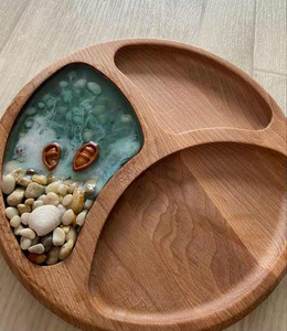New Arrival Walnut Wood Epoxy Resin Handmade Modern Luxury Food <b>Tray</b> Oval Shape <b>Spice</b> Serving Plate India Kitchen Living Room - Product Image 3