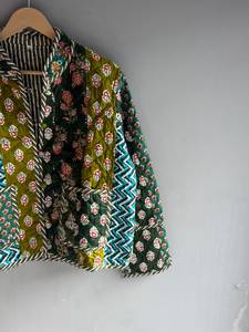 <b>Quilted</b> Cotton <b>Jacket</b> Women Mandarin Collar Full Sleeve Patchwork Floral <b>Pattern</b> Hand Embroidery Winter Regular Length GIFT - Product Image 5