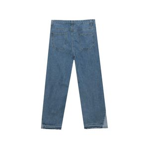Pantalon en jean vintage délavé coupe droite personnalisé pour homme, 100 % coton, haute qualité, noir, gris, délavé, coupe ample et droite - Product Image 1