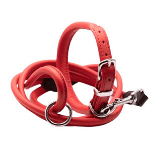 Premium Rolled Leather <b>Dog</b> <b>Collar</b> and Lead Set for Long-Haired Breeds, Soft Tubular Design with Metal Hardware, Stylish Durable - Product Image 6