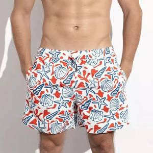 Short de bain décontracté pour homme, imprimé par sublimation, respirant, taille mi-haute, fermeture élastique, séchage rapide, poches zippées - Product Image 3