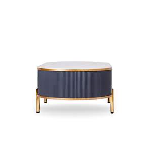 Table basse moderne blanche/dorée avec tiroir, plateau en pierre frittée, base blanche/grise - Product Image 5