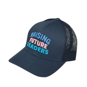 Gorra de camionero para papá con bordado 'Raising Future Leaders', de malla trasera, ajustable con cierre snapback, accesorio de moda casual para exteriores - Product Image 3