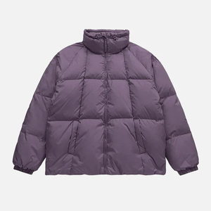 Blouson matelassé noir à capuche pour homme, col montant, écologique, rembourré en polyester, coupe-vent, fermeture éclair, décontracté, hiver, coupe ample - Product Image 4