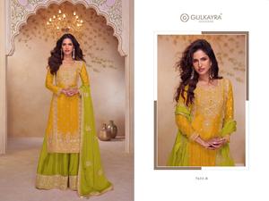 Traje Salwar Shagun de Diseñador Gulkayra, Tela Chinon Auténtica, Bordado y Trabajo a Mano, Ropa Étnica Elegante, Atuendo Festivo para Fiestas - Product Image 2