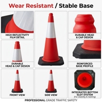 Cône de signalisation routière en HDPE de 75 cm, cône de sécurité en plastique rigide de 30 pouces, cône d'avertissement en PE de 750 mm, construction routière, haute qualité, 28 pouces