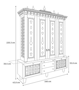 Traditional South Indian Wooden Temple Doors Temples Hande Made Closet Indian Hindu Wooden Shrine Pooja <b>Mandir</b> Temple for Home - Product Image 5