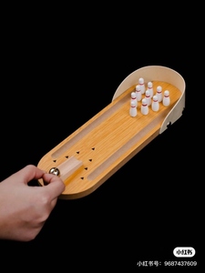 Handcrafted Wooden Tabletop <b>Bowling</b> Game Set With Mini Pins And Steel Ball Fun Portable Arcade Toy For Kids And Adults Enjoyment - Product Image 5
