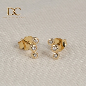 Boucles d'oreilles en or massif 14 carats avec diamant de laboratoire certifié IGI, taille brillant rond, pour femme, fabrication sur mesure, vente en gros - Product Image 4
