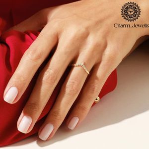 Bague de fiançailles Charm_Jewells pour femme en or massif 18 carats plaqué or rose, sertie d'un moissanite taille poire, style romantique - Product Image 5