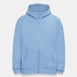 เสื้อฮู้ดดี้ผู้ชายสีฟ้าอ่อนทรงโอเวอร์ไซส์ ทรงปกติ สีพื้น เรียบง่าย ระบายอากาศได้ดี ผ้าเฟรนช์เทอร์รี่ 100% ผ้าฝ้าย เหมาะสำหรับใส่ในฤดูใบไม้ร่วง - Product Image 2
