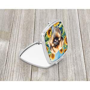 Tournesols pékinois miroir de maquillage de voyage compact pliant cadeau design de poche pour femmes et filles - Product Image 2
