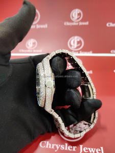 2024 alta calidad automático hecho a mano personalizado completamente helado de acero inoxidable Hip Hop Moissanite relojes de diamantes de la India - Product Image 4