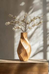 Handmade Wooden <b>Vase</b> Decorative Flower Vessel Natural Material Tabletop <b>Bud</b> <b>Vase</b> for Home Wedding Decor - Product Image 1