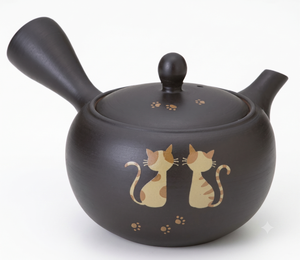 Théière en céramique japonaise traditionnelle avec couvercle, poterie artisanale, motif de fleurs de cerisier rouge, théière Kyusu - Product Image 2