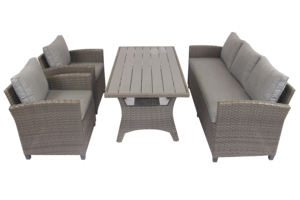 JULEMIND - Juego de Comedor Moderno de Mimbre y Ratán con Cubierta PLW para Uso Comercial en Exteriores - Sillas y Banco para Restaurante - Product Image 2