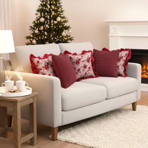 Juego de 5 Fundas de Almohada SOGA Rose Garden, Color Borgoña con Volantes y Funda de Almohada de Punto Trenzado Rojo Intenso para Decoración de Sofá - Product Image 4