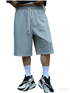 Shorts de sport 100 % coton, performance active, taille élastique tricotée, mi-longueur, respirant, décontracté et confortable - Product Image 3