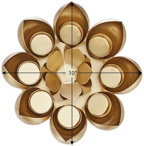 Luxury Gold Lotus Flower Metal Tea <b>Light</b> Candle Holder Wall Decor 8 Cup Floral Candle <b>Sconce</b> for Living Room Bedroom Dining Room - Product Image 6