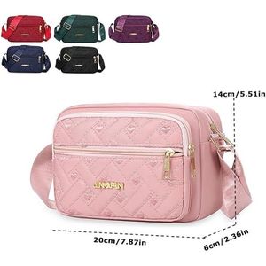 Borsa a Tracolla Trapuntata da Donna in Tessuto Oxford Multistrato con Tracolla Larga, Borsa a Mano Casual Ricamata per il Business - Product Image 3