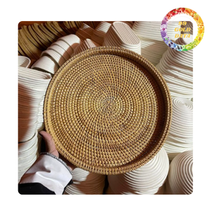 Woven rattan plate placemat handmade natural <b>table</b> <b>mat</b> for dining and home decoration supply - Product Image 3