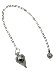 Pendentif Feng Shui en forme de goutte d'eau conique poli argenté en gros pour la guérison énergétique, la divination et l'art écologique - Product Image 4