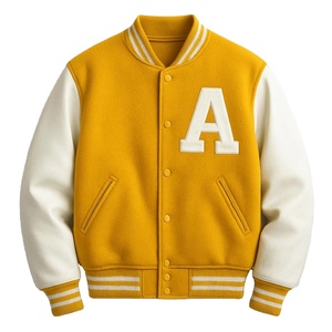 Vestes de baseball en chenille de laine avec logo personnalisé, broderie, manches en cuir vintage, veste varsity pour hommes - Product Image 1