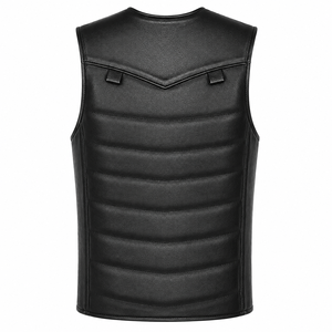 Custom Genuine Leather Biker <b>Vest</b> Men Vintage Padded Back Motorcycle <b>Vest</b> Heavy Duty Snap Button Western Sleeveless Jacket Waist - Product Image 3