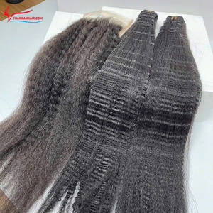 Good Hair Super Double Drawn VirginHair Yaki (Kinky) Extensiones de trama recta Sin mezcla Sin desprendimiento Listo para enviar - Product Image 1
