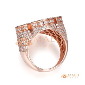Rose Gold <b>Iced</b> Out Cross Moissanite <b>Ring</b> for Men Hip Hop Baguette Statement Luxury Diamond Look Band - Product Image 5
