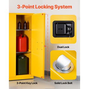 Armadio di stoccaggio infiammabile da 65 galloni 37.9X34.0X65.0 pollici acciaio zincato laminato a freddo scaffale commerciale industriale - Product Image 5