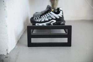 Minimal <b>Black</b> Shoe Rack Single Tier Space Saving Organizer Sturdy Stable <b>Frame</b> Compact Design Modern Entryway Storage Solution - Product Image 4