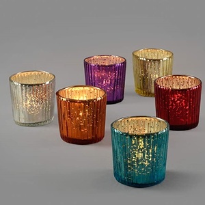 Luxury Style Gold Mercury Glass <b>Tea</b> <b>Light</b> Holder Handmade Candle Jars for Home Weddings Party Decor - Product Image 4