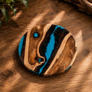 Round Wood Resin Coaster Handmade Drink <b>Mat</b> Eco-Friendly Reusable Table Pad for Home <b>Bar</b> Restaurant - Product Image 5