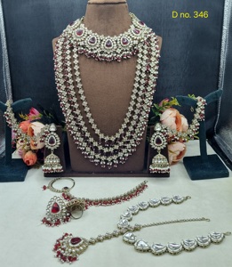 Luxury <b>Bridal</b> Kundan <b>Jewelry</b> <b>Set</b> Antique Gold Plated Multi Layer Necklace Matching Jhumka Earrings Damini Nath Wedding Jewellery - Product Image 3