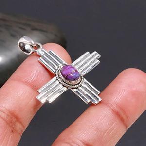 Handmade Classic Sterling Silver Statement Pendent Natural Charoite Gemstone Oval Shape Purple Stone Bezel Setting Weddings - Product Image 2