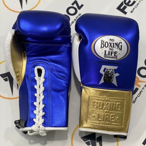 Guantes de Boxeo Profesionales Azules/Blancos/Dorados con Cordones Ajustables para Sparring y Combate, Guantes de MMA con Logotipo Personalizado OEM ODM - Product Image 2