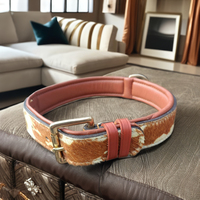Kerah anjing kulit mewah dapat disesuaikan dengan Harness kustom cetak sapi coklat untuk perlengkapan berjalan anjing tersedia dengan harga grosir