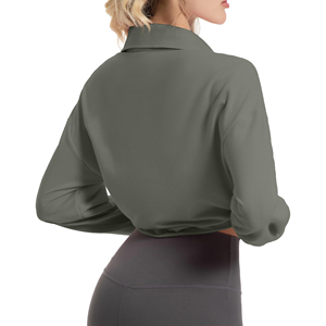 Sweat-shirt court à demi-zip pour femme, pull à manches longues, haut décontracté en polaire douce pour un confort optimal, vêtement d'extérieur à prix abordable - Product Image 2