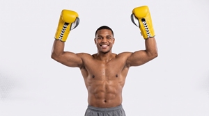 Gants de boxe en cuir jaune véritable Dumela, design à lacets avec accents noirs - Product Image 5