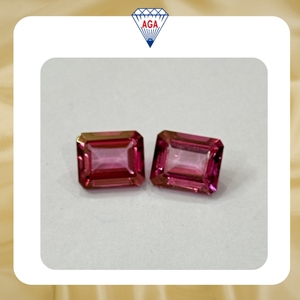 พลอยโทแพซสีชมพูธรรมชาติทรงแปดเหลี่ยมคู่ ขนาด 14 กะรัต 10x12 มม. ผ่านการฉายรังสี ผลิตในประเทศไทย ขายส่งอัญมณีคุณภาพสูง - Product Image 2