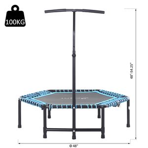 4.5ft Portable and Foldable Blue Exercise <b>Trampoline</b> Heavy Duty Design with Adjustable T Bar Fitness <b>Trampoline</b> - Product Image 2