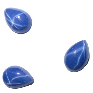 Zafiro Azul Estrella Pera 7x10 mm 3 Quilates, Cabujón Pulido Creado en Laboratorio con Efecto Estrella de 6 Rayos, 4 mm de Altura para Fabricación de Joyas - Product Image 3