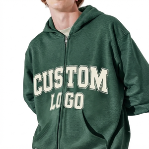 Nouveau sweat-shirt à capuche en molleton doublé avec fermeture éclair rose, logo personnalisé, 100% coton, coupe ample, vêtements d'hiver décontractés pour hommes - Product Image 1