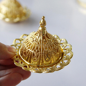 Quemador de incienso metálico al por mayor para Oriente Medio, quemador de Bakhoor de hierro dorado de arte árabe para Ramadán - Product Image 3