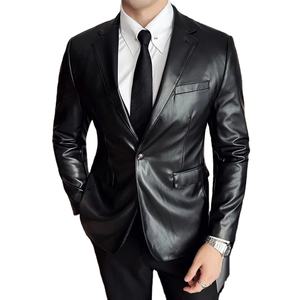 Chaqueta de Cuero Formal Larga con un Solo Botón, Unisex, de Piel de Oveja de Alta Calidad, para Invierno, Estilo Casual de Negocios - Product Image 1