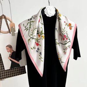 Elegant Women's 100% Silk <b>Square</b> <b>Scarf</b> Floral Print Fashion Accessory All Seasons Multi-Functional Red and White Design - Product Image 3