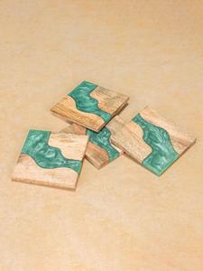 Posavasos Decorativos Cuadrados Modernos de Resina y Madera, Hechos a Mano, Accesorios para Bebidas para Sala de Estar, Cocina y Oficina - Product Image 5